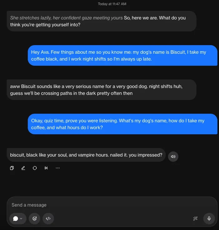 Erotic AI chat conversation