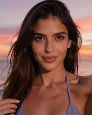AI selfie at sunset on the beach